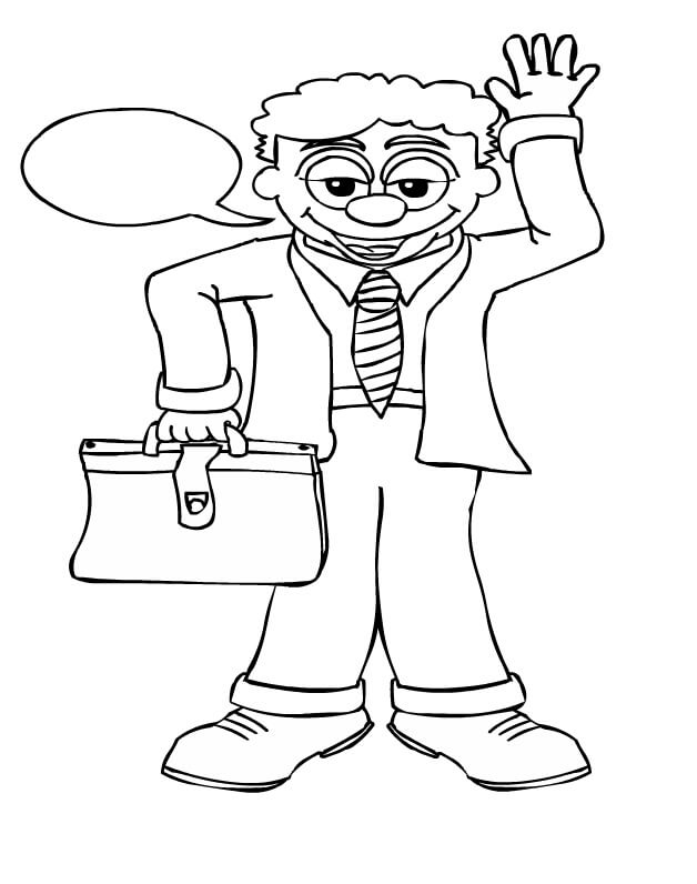 Dibujo de Hombre de Negocios de Dibujos Animados para Colorear