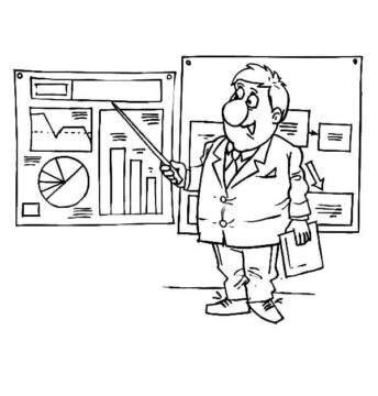 Dibujo de Hombre de Negocios Que Presenta Grficos y Tablas para Colorear