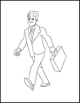Dibujo de Sonriente Hombre de Negocios Ambulante para Colorear