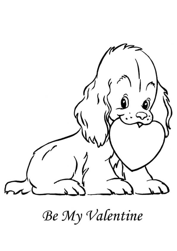 Dibujo de Cachorro con corazón para Colorear