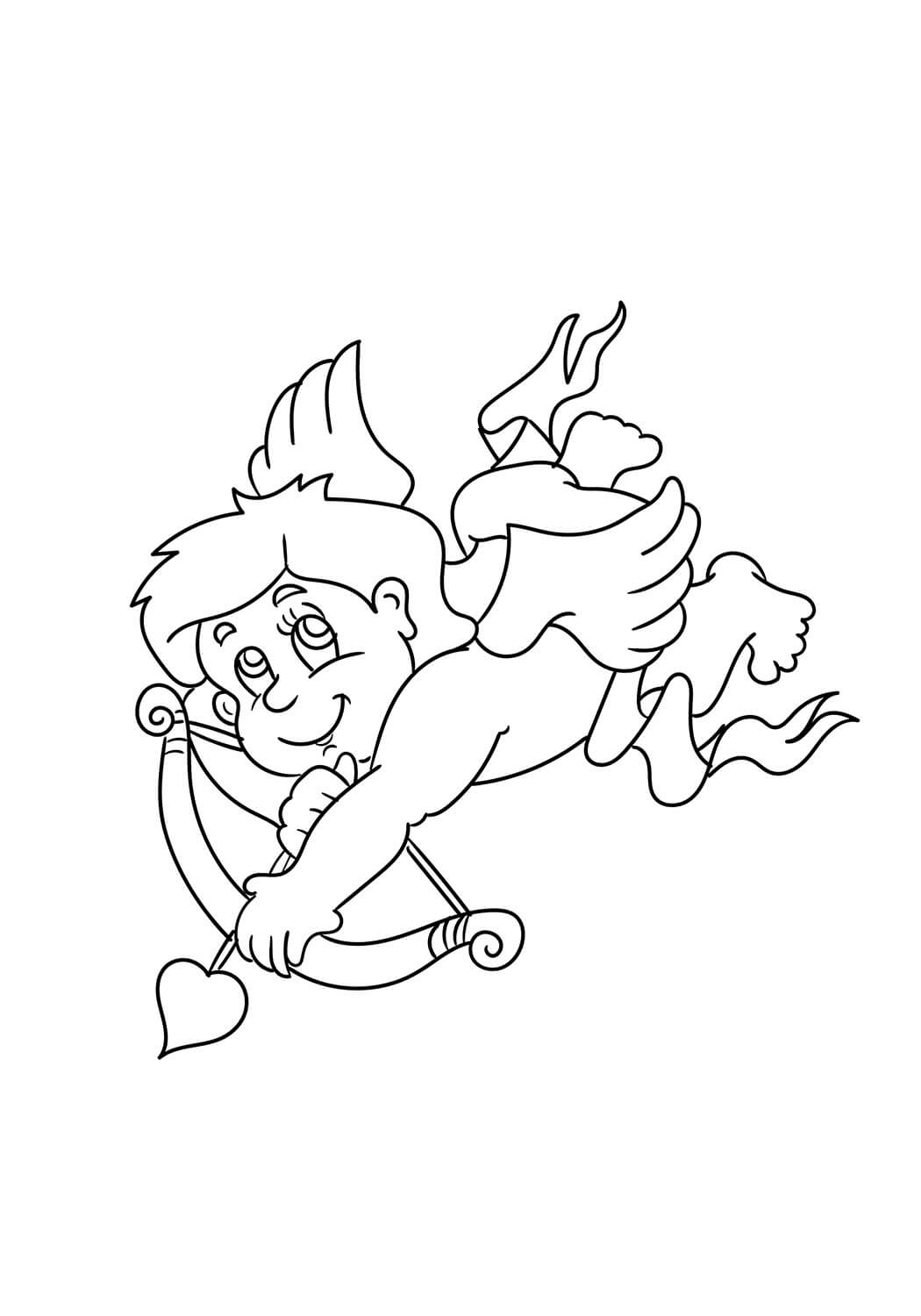 Dibujo de Cupido Est Sonriendo para Colorear