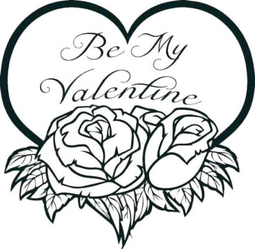 Dibujo de Rosas y corazón para Colorear