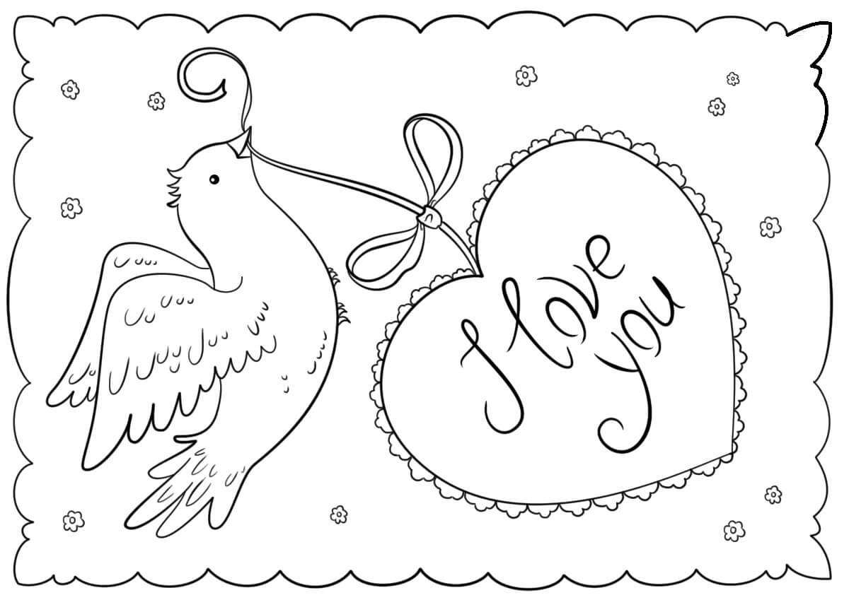 Dibujo de Tarjeta Te Amo para Colorear