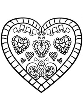 Dibujo de Un Corazn Decorado para Colorear