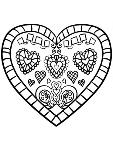 Dibujo de Un Corazn Decorado para Colorear