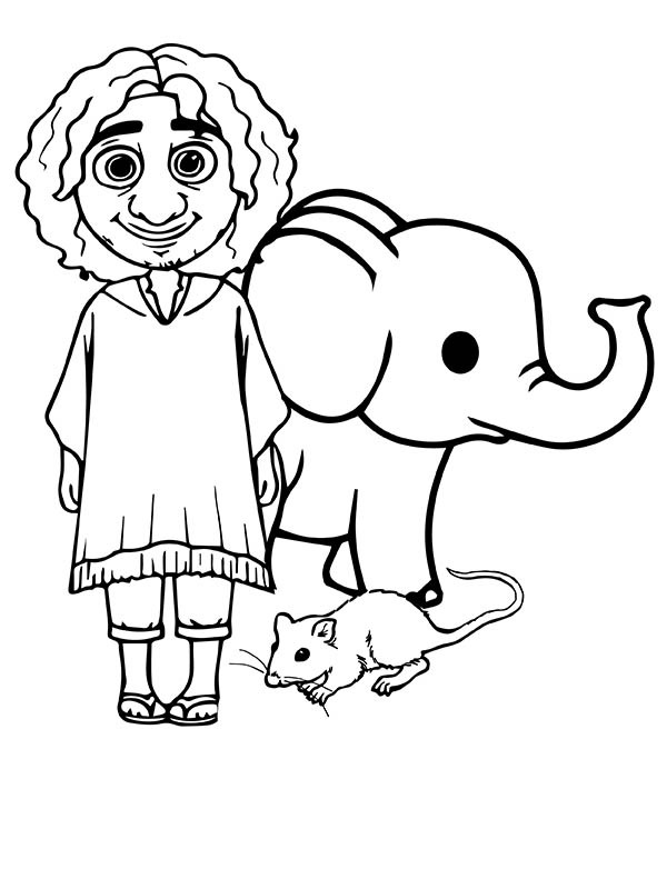Dibujo de Imgi 6 Encanto Bruno Rat And Elephant Coloring Page para Colorear