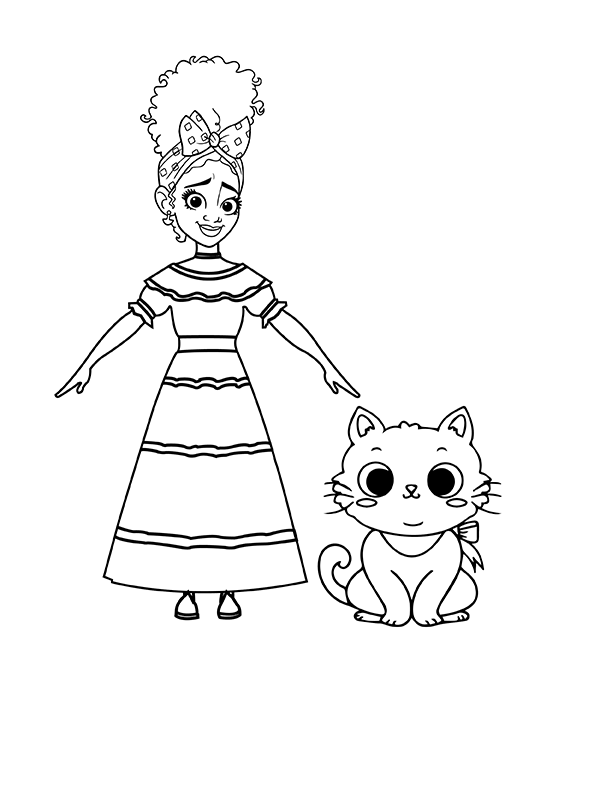 Dibujo de Imgi 16 Dolores Of Encanto And Cute Cat Coloring Page para Colorear