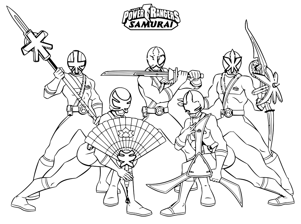 Dibujo de Escuadron energía Guardabosque Samurais para Colorear