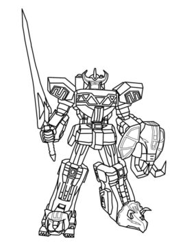 Dibujo de Megazord Impresionante con Espada para Colorear