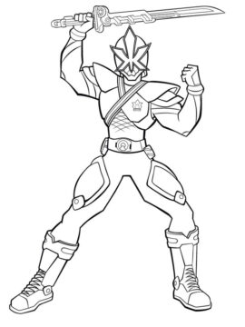 Dibujo de Poderoso Samurai energía Guardabosque para Colorear
