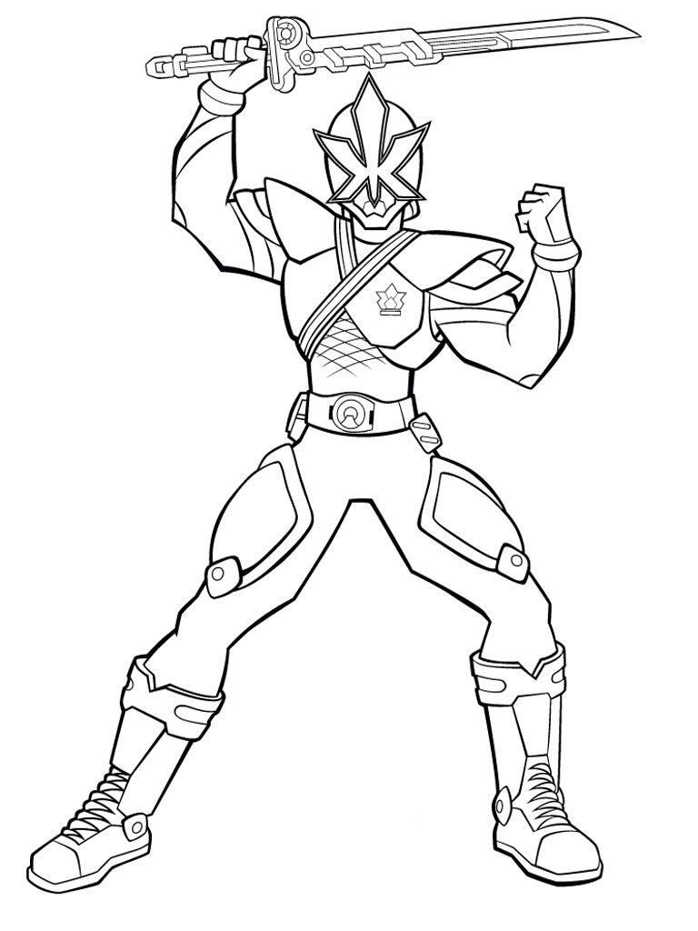 Dibujo de Poderoso Samurai energía Guardabosque para Colorear
