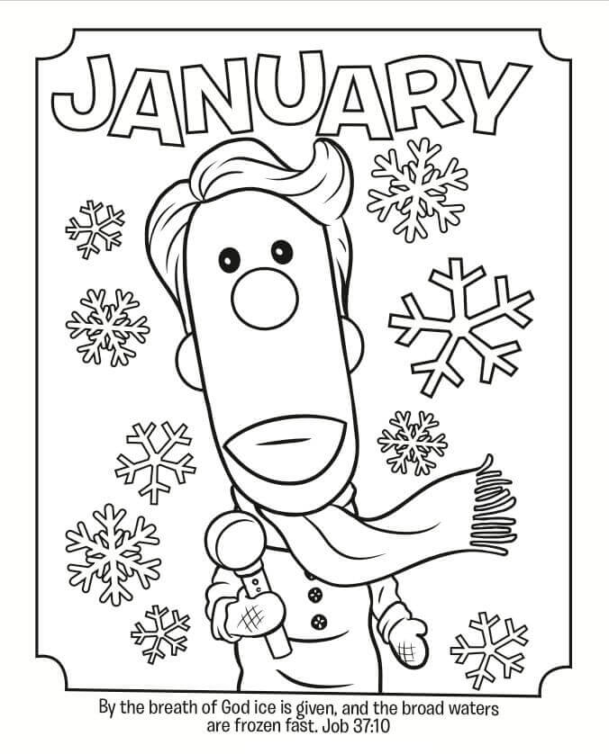Dibujo de Enero con el Hombre para Colorear