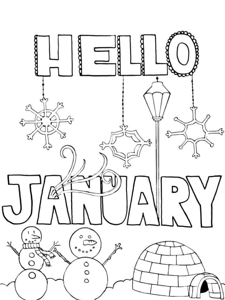 Dibujo de Hola Enero para Colorear