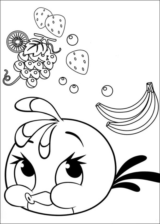 Dibujo de Enfadada Aves Stella Amo las Frutas para Colorear