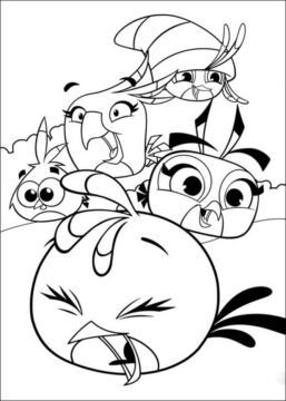 Dibujo de Enfadada Aves Stella Kawaii para Colorear