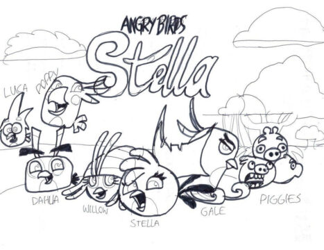 Dibujo de Enfadada Aves Stella Poster para Colorear