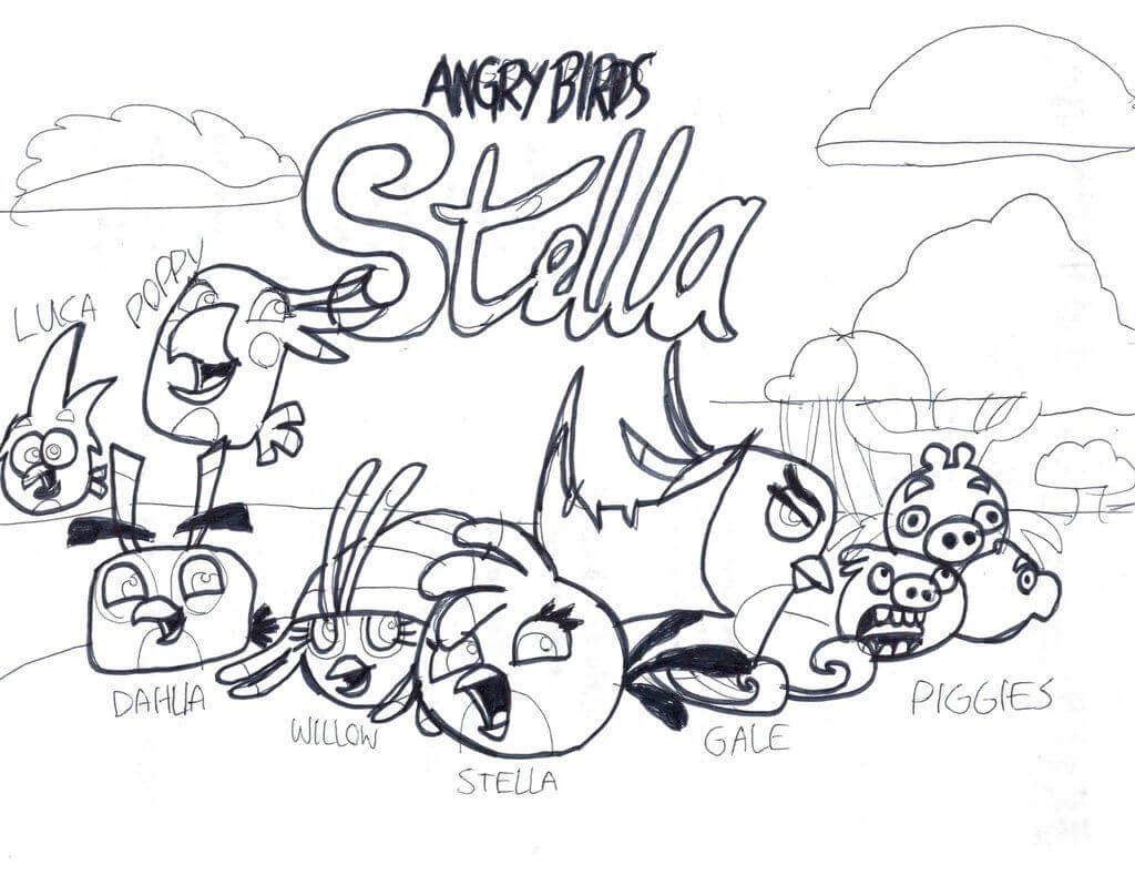 Dibujo de Enfadada Aves Stella Poster para Colorear