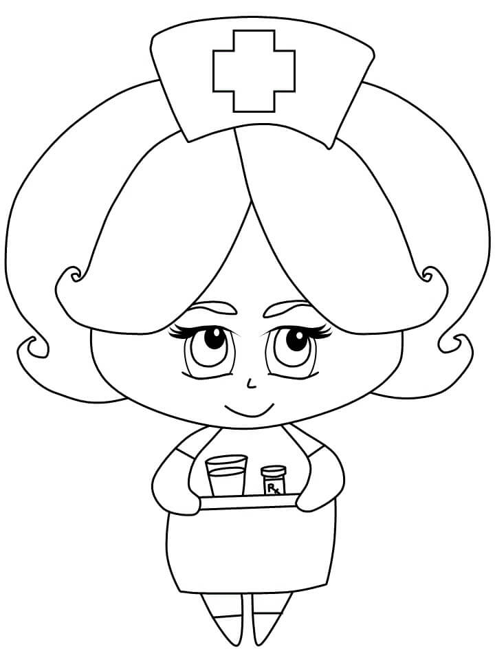 Dibujo de Adorable Enfermera para Colorear