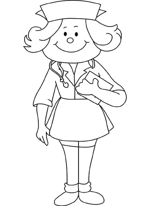 Dibujo de Bonita Enfermera para Colorear