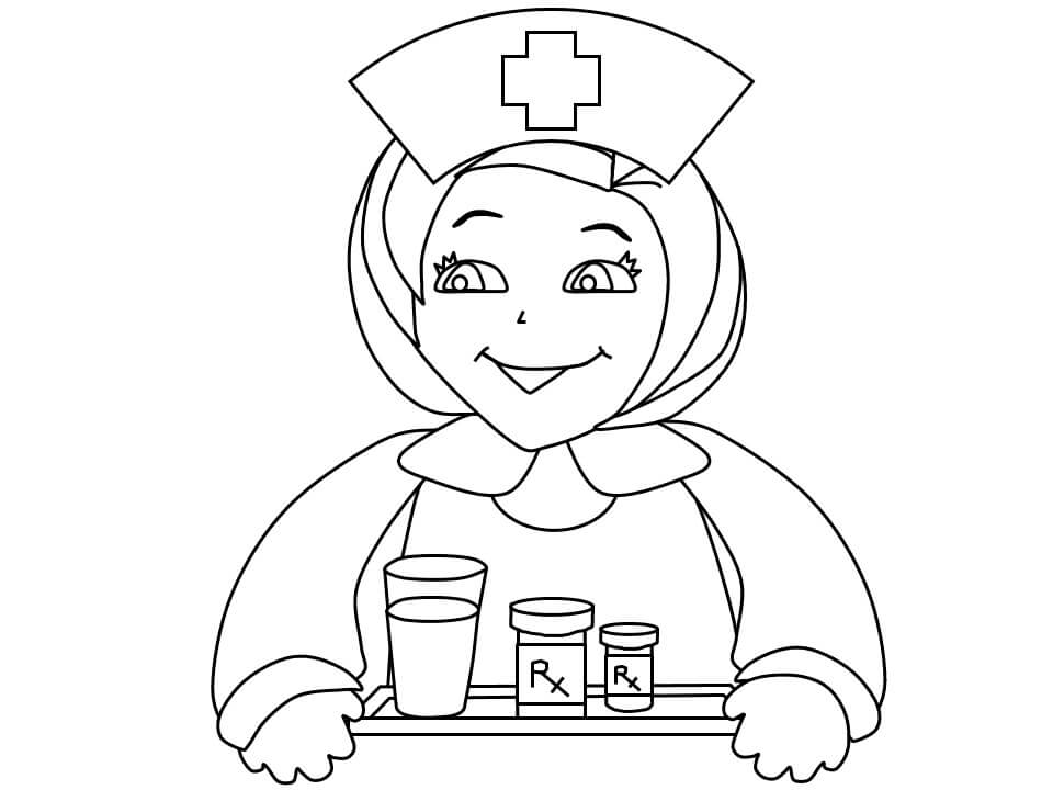 Dibujo de Cara de Enfermera para Colorear