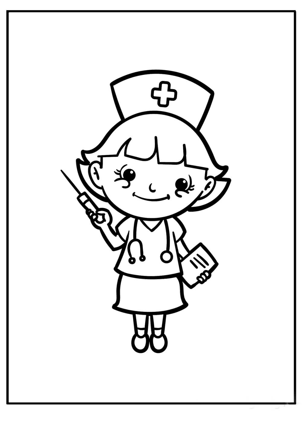 Dibujo de Enfermera Chibi para Colorear