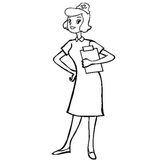 Dibujo de Enfermera de Dibujo básico para Colorear