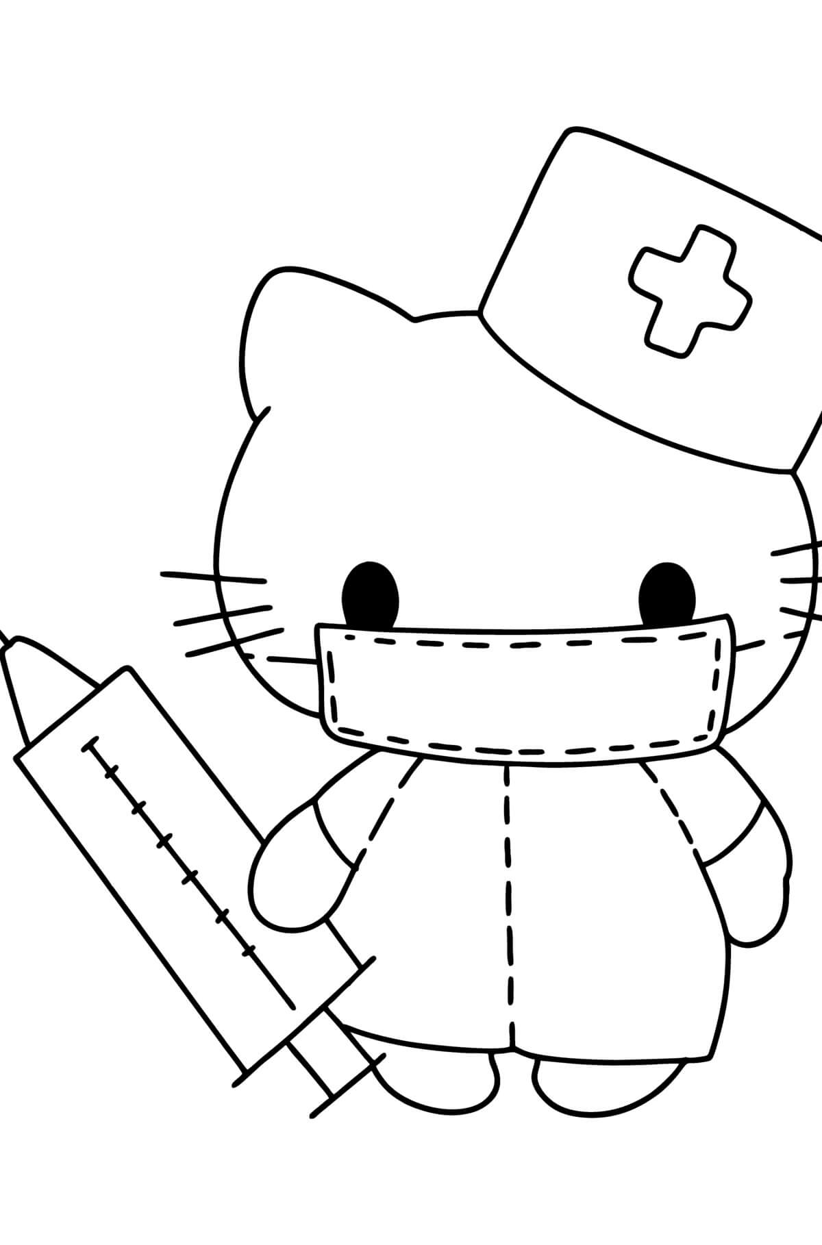Dibujo de Enfermera de Hello Kitty para Colorear