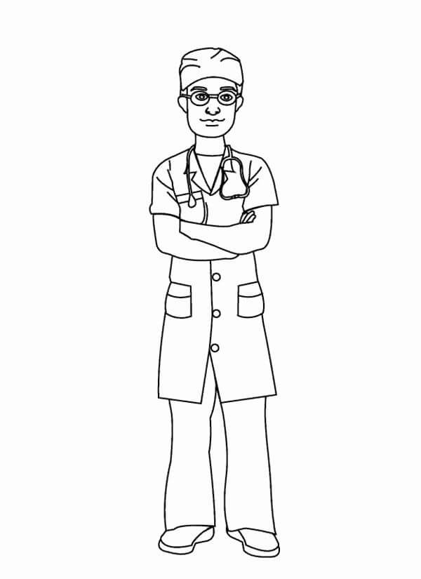 Dibujo de Enfermera de Hombre para Colorear