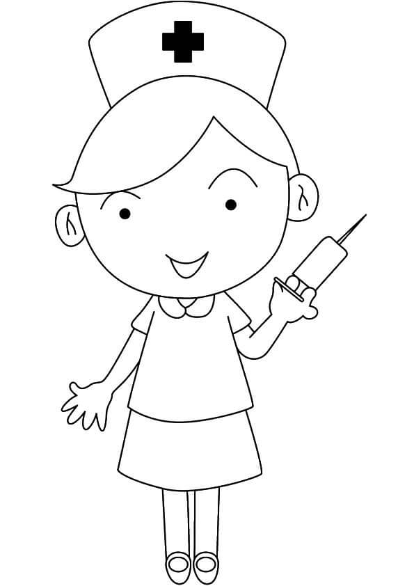 Dibujo de Enfermera Divertida para Colorear