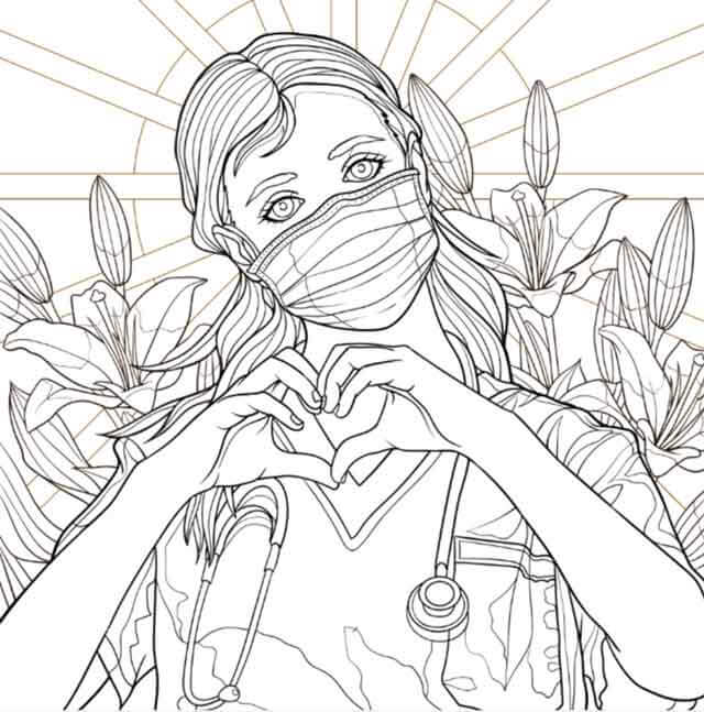 Dibujo de Enfermera Impresionante para Colorear