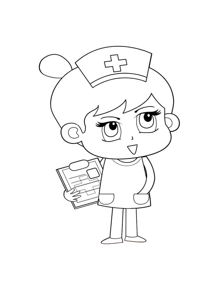 Dibujo de Enfermera Imprimible para Colorear