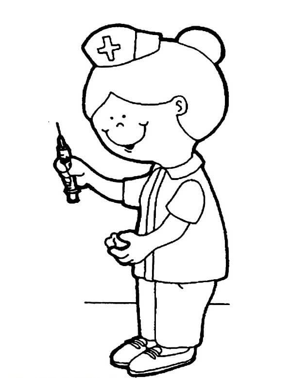Dibujo de Enfermera Sencilla para Colorear