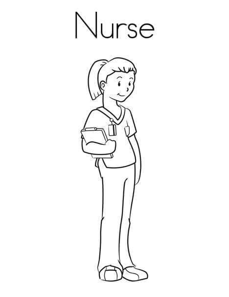 Dibujo de Enfermera Sonriente para Colorear