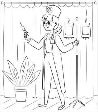 Dibujo de Gran Enfermera para Colorear