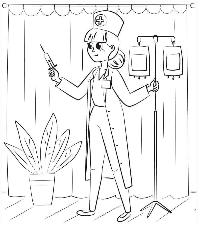 Dibujo de Gran Enfermera para Colorear