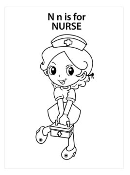 Dibujo de La Letra N Es para Enfermera para Colorear