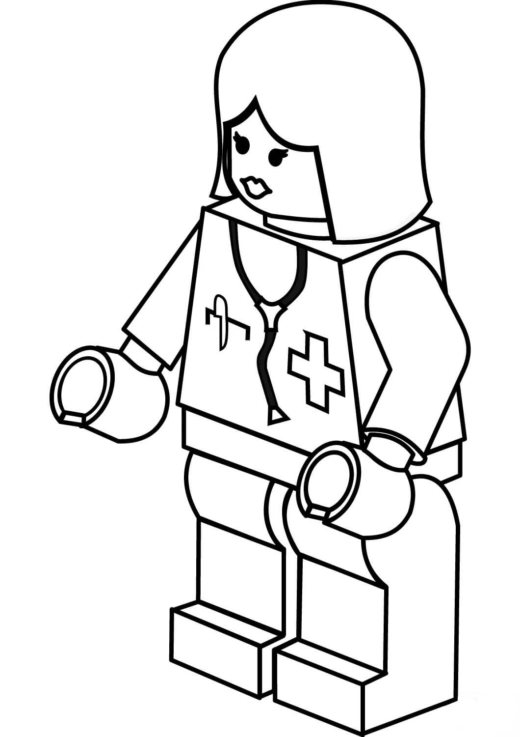 Dibujo de Lego Enfermera para Colorear