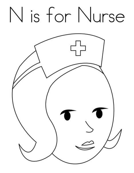 Dibujo de N Es para Enfermera para Colorear