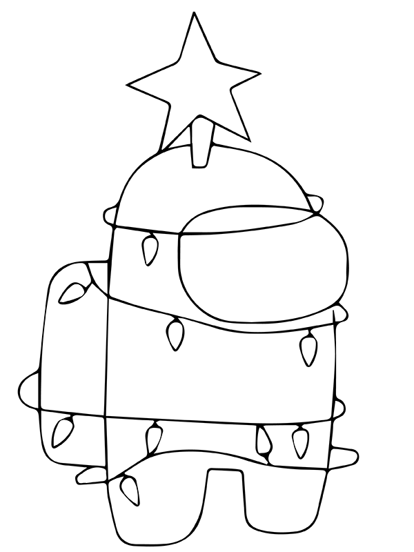 Dibujo de Entre Nosotros con Luz de Navidad y Estrella P Gina para Colorear