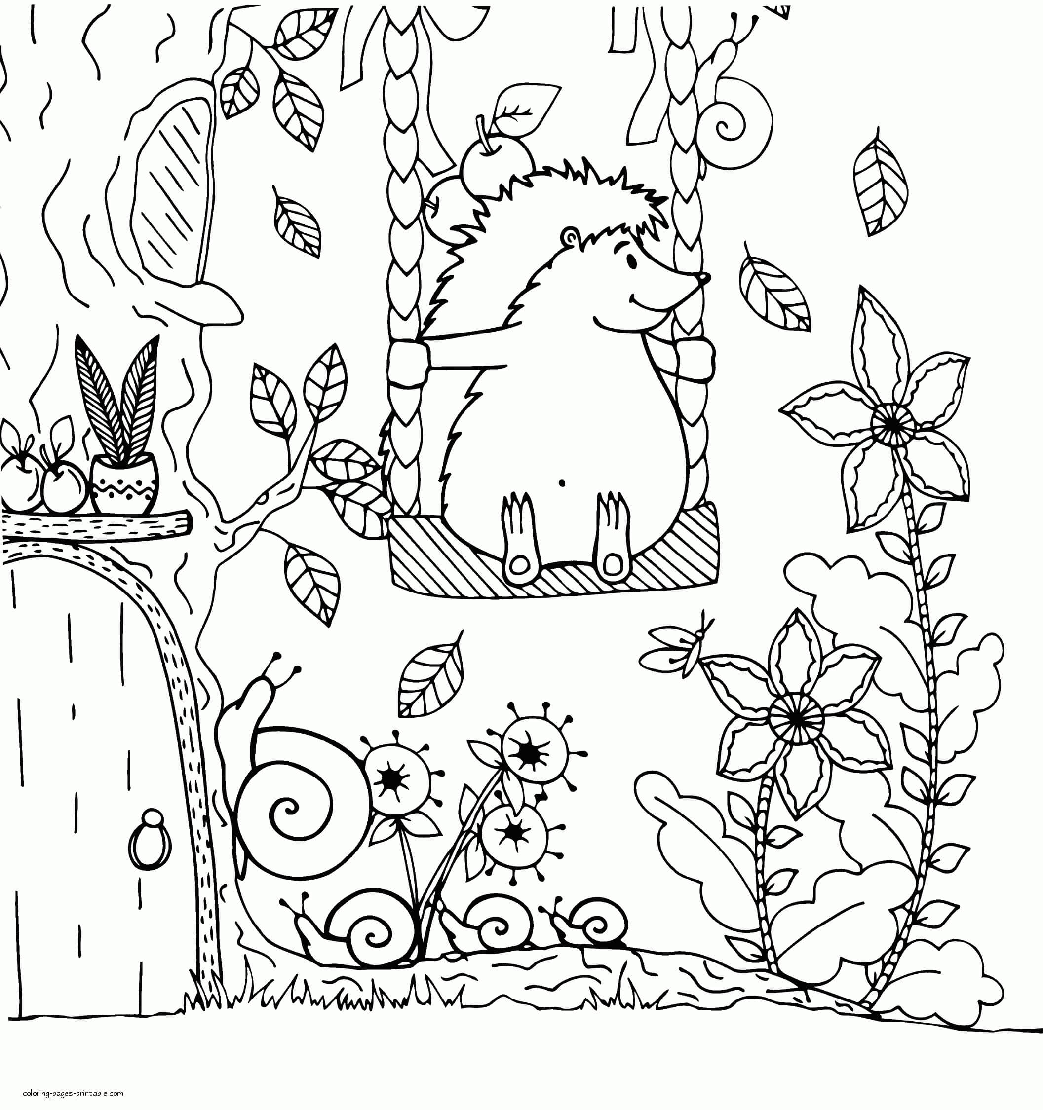 Dibujo de Columpio de Erizo para Colorear