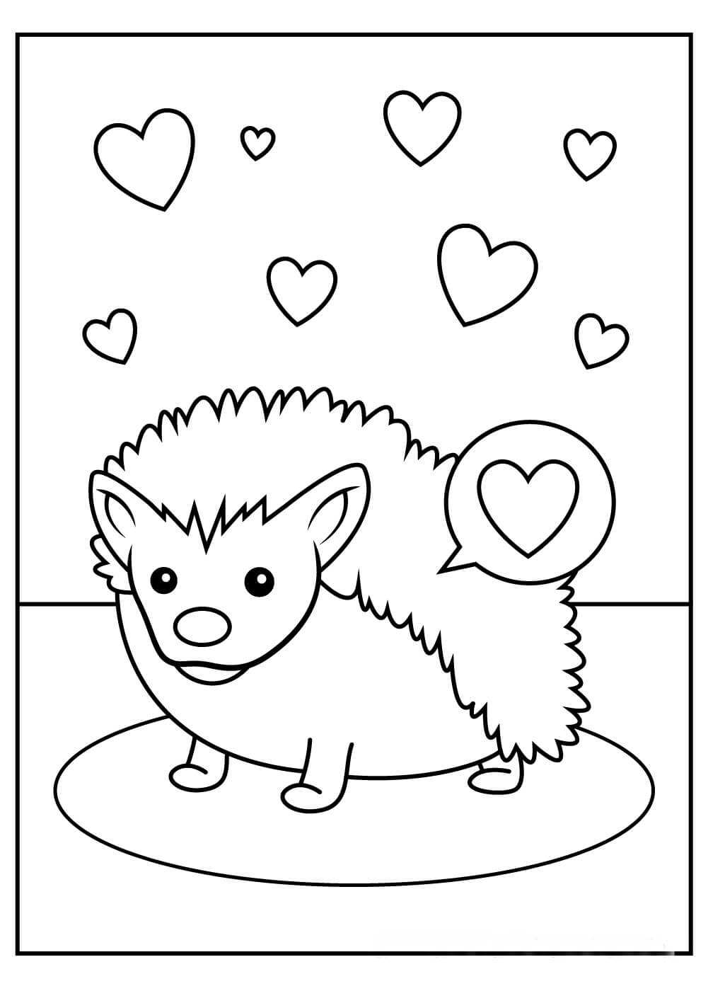 Dibujo de Erizo Enamorado para Colorear