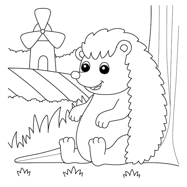 Dibujo de Erizo Sentado para Colorear