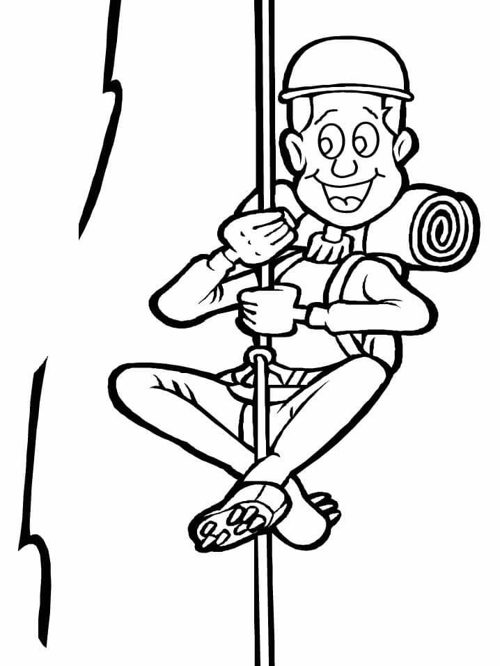 Dibujo de Chico Subiendo con Cuerda para Colorear