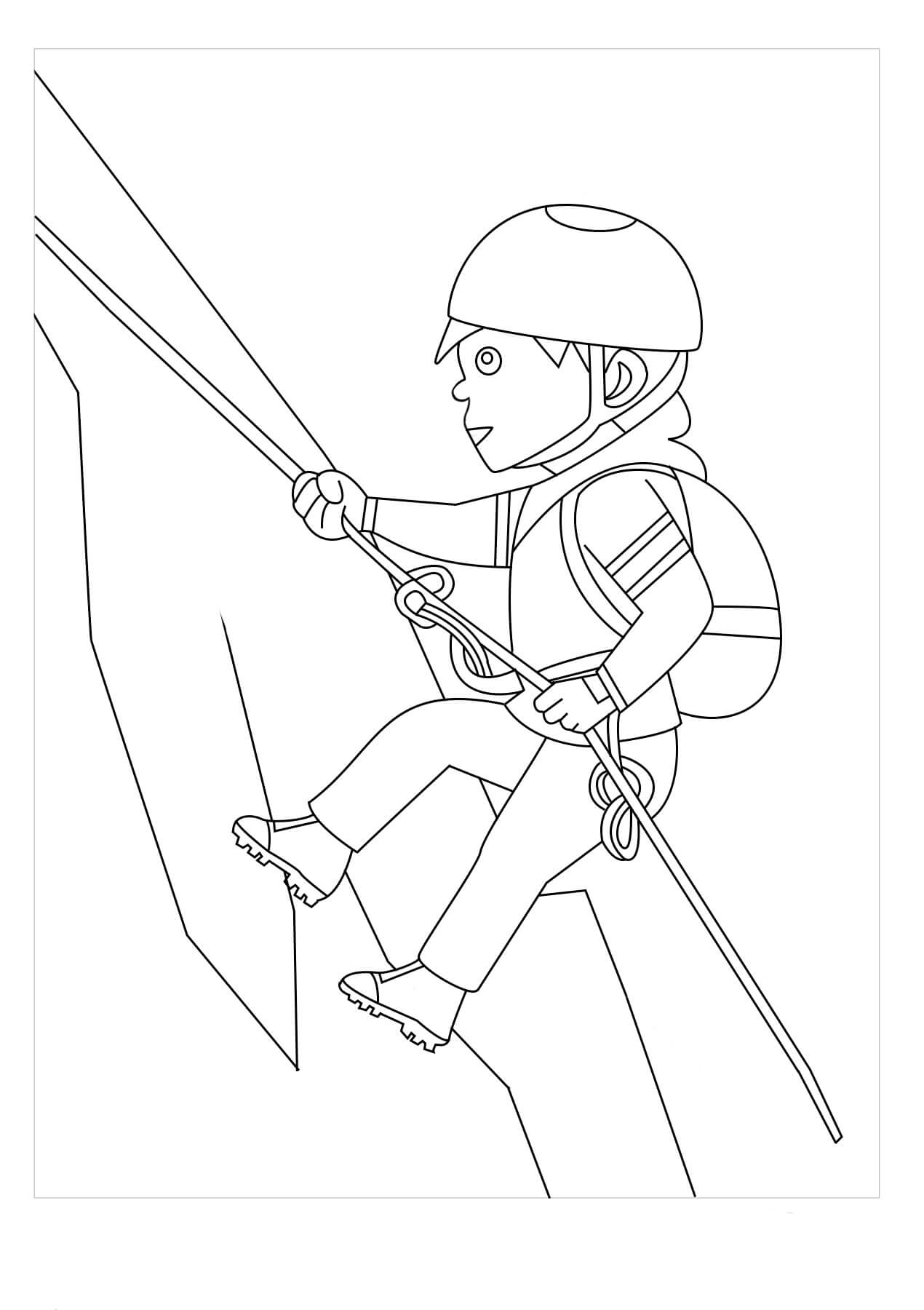 Dibujo de Hombre Cuerda Escalada para Colorear