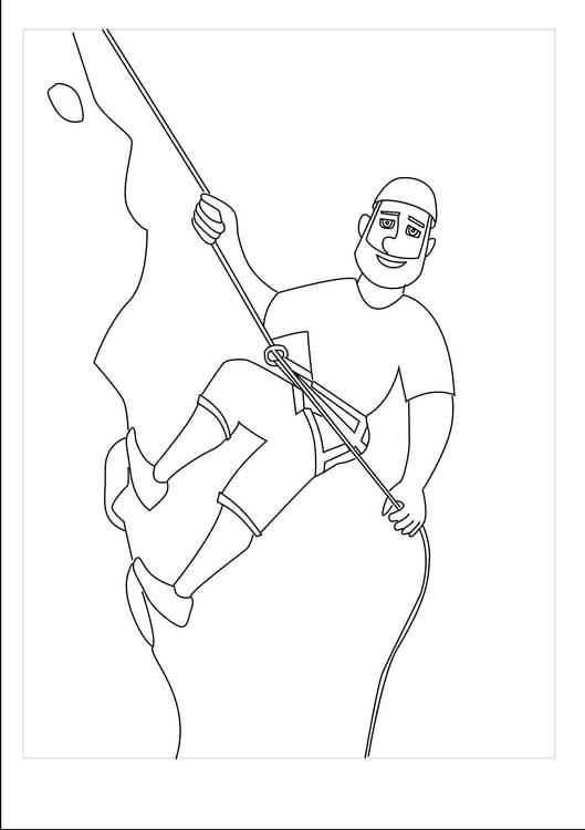 Dibujo de Hombre Escalada en Roca para Colorear