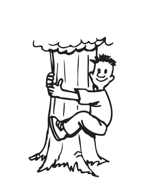 Dibujo de Hombre Trepar Rbol para Colorear