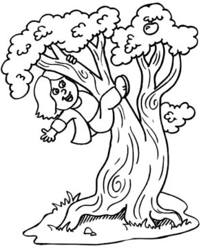 Dibujo de Nia Escalada de Rboles para Colorear