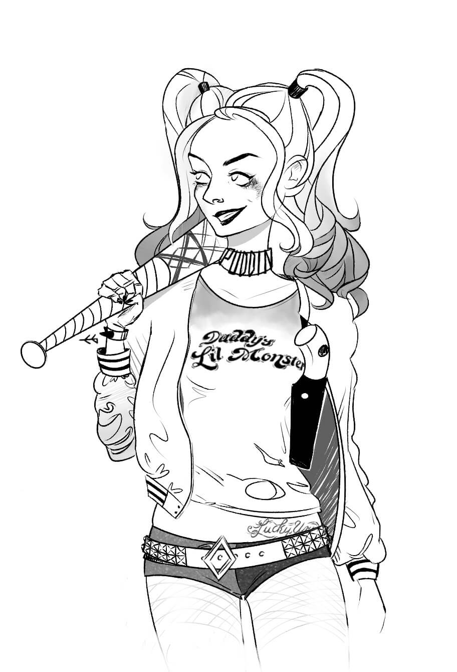 Dibujo de Harley Quinn Divertido para Colorear