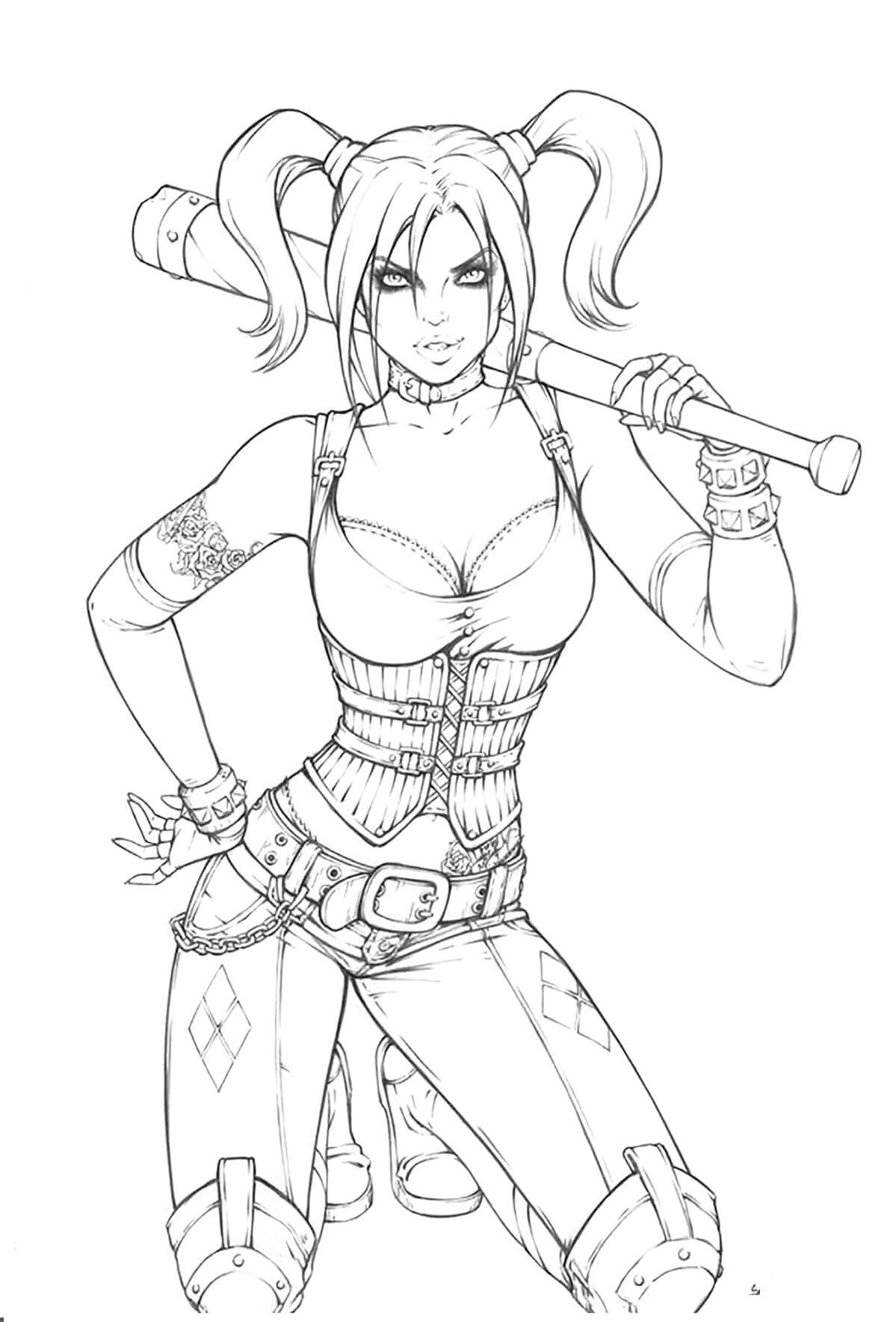Dibujo de Harley Quinn Sexy para Colorear