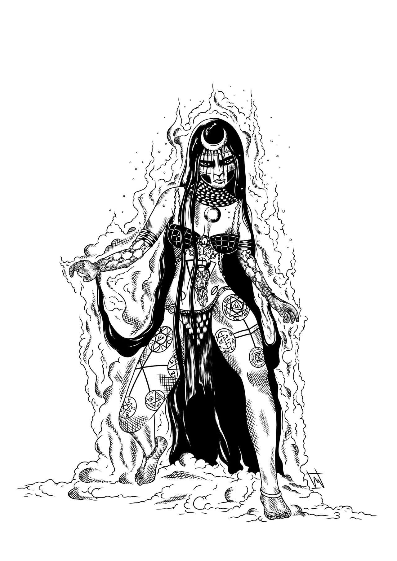 Dibujo de Hechicera Aterradora para Colorear
